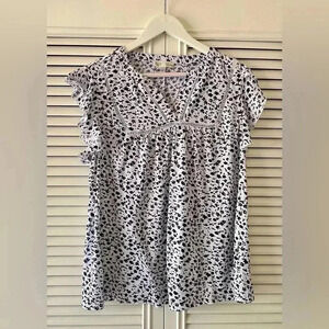 Indigo Rose Women’s Sleeveless Black/White Floral Bohemian Top SZ 1X